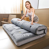 MAXYOYO Grey Triangle Futon Mattress, Padded Japanese Floor Mattress Quilted Bed Mattress Topper, Extra Thick Folding Sleeping Pad Breathable Floor Lounger Guest Bed for Camping Couch, Full MAXYOYO