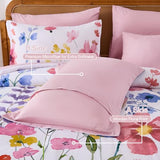 Annibedding Pink Floral King Size Comforter Set, 8 Piece Soft Microfiber Flower Bed in a Bag Bedding Set with Pillowcase and Sheets for All Season (Pink,90"x104") Anibedding