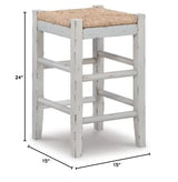 Signature Design by Ashley Mirimyn Farmhouse 23.63" Counter Height Bar Stool with Woven Wicker Seats, 2 Count, White & Light Brown Signature Design by Ashley
