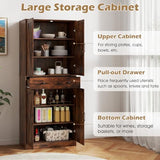 Giantex 72" Tall Kitchen Pantry Cabinet, Modern Farmhouse Pantry Storage Cabinet with 4 Barn Doors, Adjustable Shelves & Drawer, Buffet Cupboard with Living Room, Dining Room, Bathroom, Rustic Brown Giantex