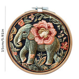 SCECALA 4 Pack Elephant Animal Embroidery Kit - Flower Floral Hand Funny Embroidery Kit for Beginners with Pattern, Complete Cross Stitch Supplies DIY Craft for Adults Sewing Hobby, 1pc Hoops