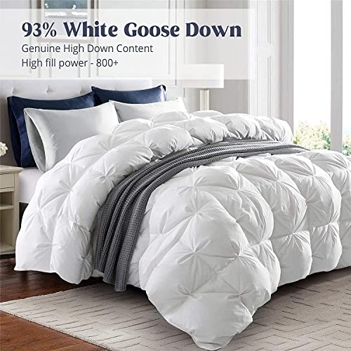 puredown® Goose Down Comforter Twin Size 800 Fill Power, 100% Cotton All Season Duvet Insert 700 Thread Count, Cloud Fluffy Pinch Pleat Extra Warmth puredown