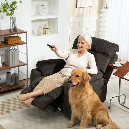 FuPatio 4 Motor Power Lift Recliner Chair for Elderly, 400LBS Big Man Oversized Lay Flat Recliner with Massage Heat, Zero Gravity Electric Lift Chair, Adjustable Headrest, Cup Holders,Dark Grey