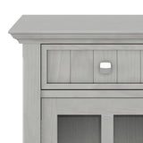 SIMPLIHOME Acadian SOLID WOOD 36 Inch Wide Rustic Entryway Hallway Storage Cabinet in Fog Grey, For the Living Room, Entryway and Family Room SIMPLIHOME
