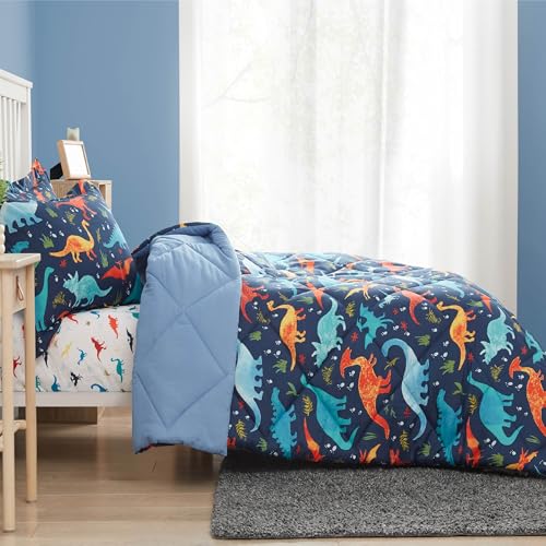 PPOLCA Twin Dinosaur Kids Bedding Set for Boys, 2 Pieces Twin Dinosaur Kids Comforter Sets for Boys, Super Soft Lightweight for All Seasons, Includes 1 Comforter (66"x86") and 1 Pillowcase(20"x26"+2") PPOLCA