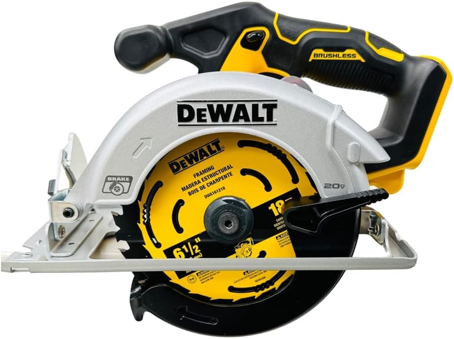 DEWALT DCS566 20V Circular Saw, 20V Cordless Brushless 6.5"" Circular Saw (Bare Tool Only, Bulk Packed), Yellow - WoodArtSupply