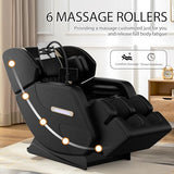 KEIKI Massage Chair Recliner with Zero Gravity, Full Body Air Pressure & Heating, Shiatsu Back & Foot Roller Massage, Bluetooth Speaker, Blue Ambient Light, PU Leather for Home & Office, Black KEIKI