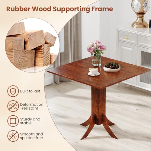 Giantex Square Dining Table for 2-4 People, 33-Inch Kitchen Table with Rubber Wooden Legs & Frame, Farmhouse Dinner Table for Dinette, Dining Room, Restaurant, Small Spaces, Walnut Giantex
