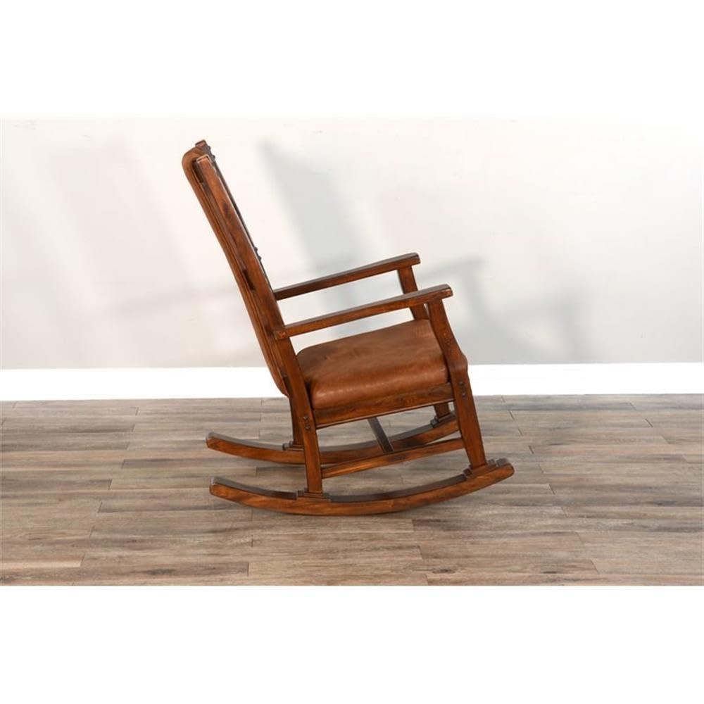 Pemberly Row Farmhouse Mahogany Wood Rocking Chair in Dark Chocolate Pemberly Row