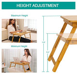 Laptop Desk for Bed, COIWAI Bamboo Lap Desk with Tablet Slot Adjustable Height Angle Foldable Storage Drawer Portable Tray Table Stand for Netebook Computer Breakfast Work Study Reading Writing Large COIWAI