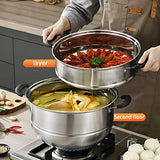 MANO Steamer Pot for Cooking 11.8 inch Steam Pots with Lid 2-tier Stainless Steel Steaming Pot Multipurpose Cookware with Handle for Vegetable, Dumpling, Stock, Sauce, Food MANO