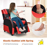 Costzon Kids Recliner, Gaming Recliner Chair w/Footrest, Headrest & Lumbar Support, Ergonomic Leather Lounge Chair for Living & Gaming Room, Adjustable Racing Style Sofa for Children Boys Girls, Red