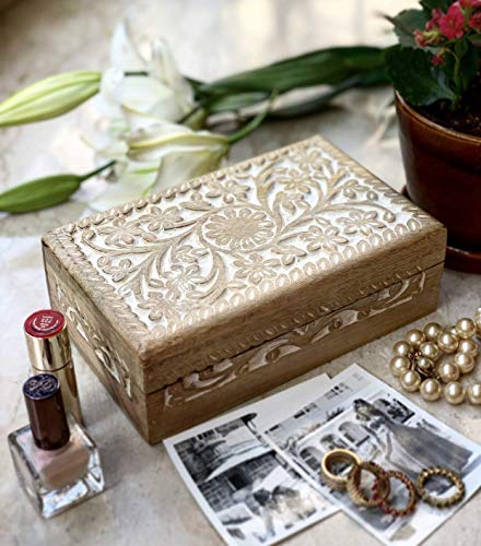 Great Birthday Gift Ideas Handmade Decorative Wooden Jewelry Box Jewelry Organizer Keepsake Box Treasure Chest Trinket Holder Watch Box Storage Box Housewarming Gifts Women The Great Indian Bazaar