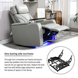 Merax Power Motion Recliner with USB Charging Port and Hidden Arm Storage, Home Theater Seating with Convenient Cup Holder Design,and Stereo(Light Grey)