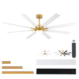 LANMEL 72'' Ceiling Fan with Lights and Remote, Low Profile Modern Ceiling Fan Gold, 6 Speed, Reversible, 3000k-6000k Dimmable LED, Quiet DC Motor for Indoor Outdoor Bedroom Living Room LANMEL