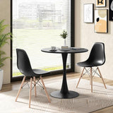 Giantex 3-Piece Dining Table Set for 2, 32” Round Table & 2 Dining Chairs, Kitchen Table Chairs Set for Small Spaces, Dinette, Breakfast Nook, Dining Room, Dinner, Restaurant, Black Giantex