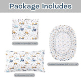 lasoftan Kids Sheet Set Full Size, Boys Full Sheet Set with White Car Pattern，Breathable Silky Soft Microfiber Kids Fitted Sheet lasoftan
