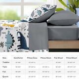 Nesker 5 Pcs Comforter Set Twin Size, Cute Dinosaur Bedding for Kids Teen, Blue Yellow Gray Dino Bedding Set with Pillowcase & Sham for Bedroom Bed Decor Nesker