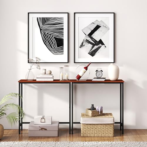 HollyHOME Narrow Console Table, 29.5" Slim Entryway Table, Sofa Stand, Hallway Shelf for Hallway, Bedroom, Living Room, Foyer, Canyon Walnut HollyHOME