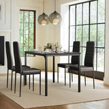 Gizoon Dining Table Set for 4, Kitchen Table Chairs Set of 4, 5 Piece Kitchen Table Set with 4 Upholstered PU Leather Chairs for Dining Room, Living Room, Apartment, Small Space, Black Gizoon
