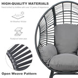 TQKVIPI 2 pcs Oversized Wicker Egg Chair Outdoor Indoor - Rattan Patio Egg Lounge Chairs with Cushion 500lbs Capacity for Living Room, Balcony, Backyard