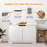 Pet Republic Hidden Cat Litter Box Enclosure Cat Litter Box Furniture Cat Washroom Cat House Table Nightstand (White) Pet Republic