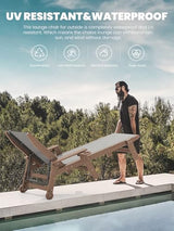 SERWALL Textilene Patio Chaise Lounge Chair Set of 2, 5 Positions Outdoor Lounger with Rolling Wheels for Pool, Deck, Brown