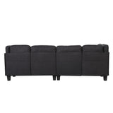 Divano Roma Furniture Modern Tufted Micro Suede L Shaped Sectional Sofa Couch with Reversible Chaise & Ottoman, Large, Black Divano Roma Furniture
