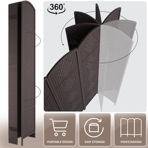 Rose Home Fashion 6 ft Tall Room Divider, Room Dividers and Folding Privacy Screens, 15.7in Privacy Screen 4 Panel Partition Temporary Wall Separation for Private, Dark Coffee Rose Home Fashion