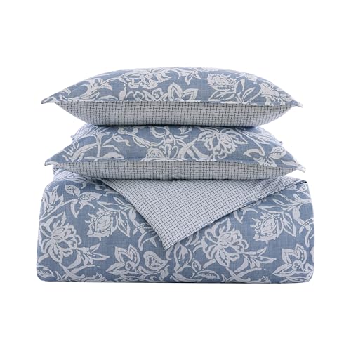 Nautica- King Comforter Set, Cotton Reversible Bedding Set, All Season Designer Home Décor (Tortola Blue, King) Nautica