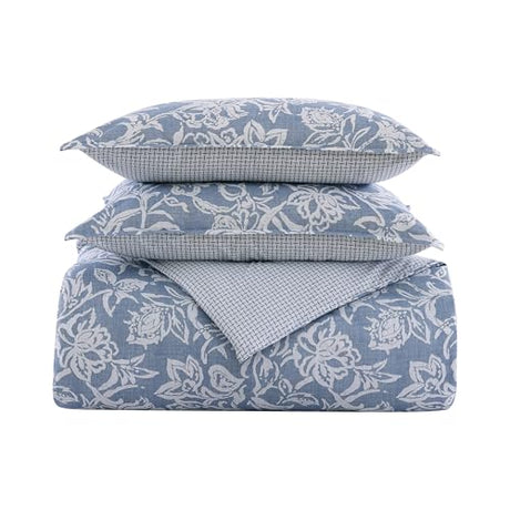Nautica- King Comforter Set, Cotton Reversible Bedding Set, All Season Designer Home Décor (Tortola Blue, King) Nautica
