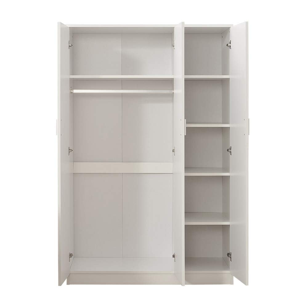 Panana 3 Door Armoires Wardrobe Closet with Clothes Hanging Rail, 6 Storage Shelves Cupboard Unit Bedroom Furniture Panana