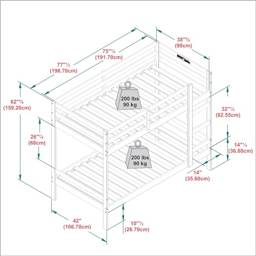 Caramel Twin-Size Children's Bunk Bed Frame by Walker Edison Walker Edison