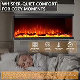 3-Sided View Electric Fireplace Insert - Freestanding Fireplace Minimalist Mantel - 12 Color Flame Effect - 1500/750 Watt Heater - Remote Control - Log & Crystals(40", White, Open Storage) Maxhonor