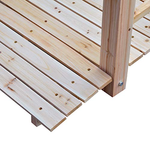 Outsunny Fir Wood Garden Bridge Arc Walkway with Side Railings for Backyards, Gardens, and Streams, Natural Wood, 60" x 26.5" x 19" - WoodArtSupply