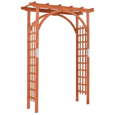 GYMAX Wood Arbor Arch, 85" Garden Archway Arch Lattice Trellis Pergola for Backyard Lawn Climbing Plants, Outdoor Ceremony Wedding Bridal Decor