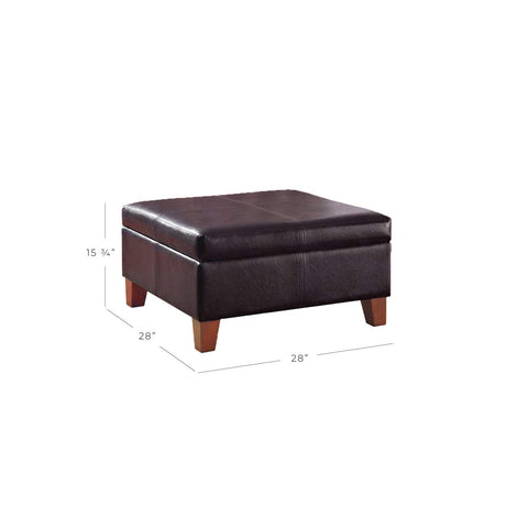 Homepop Home Decor |K2380-E155 | Luxury Large Faux Leather Square Storage Ottoman | Ottoman with Storage for Living Room & Bedroom, Distressed Brown HomePop