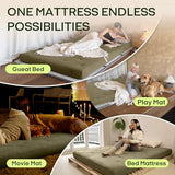 ZonLi Japanese Floor Futon Mattress Full Size 54"x75"100% Cotton Cover 6''Thicken Tatami Mattress,Foldable Sleeping Pad,Portable Dormitory Tatami Mat,Roll Up Floor Lounger Bed for Adult (Winter Moss) ZonLi