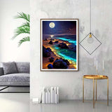 ZQEATRY 5D Beach Diamond Art Kits for Adults, Moon Starry Sky Landscape Diamond Art Kits for Beginners, DIY Full Drill Diamond Dots Paint with Gem Arts for Home Wall Decor 12 X 16 Inch ZQEATRY