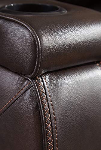Signature Design by Ashley Warnerton Faux Leather Power Reclining Sofa with Adjustable Headrest, Brown Signature Design by Ashley