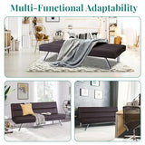 Naomi Home Futon Sofa Bed Faux Leather Futon Couch Modern Convertible Folding Sofa Bed Couch with Chrome Legs Reclining Mini Leather Small for Bedroom Living Room Espresso Naomi Home