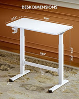 FLEXISPOT H7 Plus Gas Spring Adjustable Standing Desk, Mobile Rolling Sit-Stand Workstation with Whee, Cordless Stand Up Desk for Small Room & Home Office, 40" One-Piece Desktop White,height 27.6"–45" FLEXISPOT