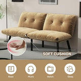 homeokay Futon Sofa Sleeper Couch Bed with Adjustable Backrest Thick Cushion Velvet Fabric for Department Living Room Lounge Sofa Loveseat (Brown) homeokay