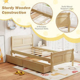 Giantex Twin Bed with 2 Storage Drawers, Wood Platform Bed with Headboard & Footboard, Wooden Slats Support Mattress Foundation, Twin Bed Frames for Kids Teens Adults, No Box Spring Needed (Natural) Giantex