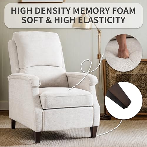 VKNOW Recliner Chair, Fabric Recliner with Soft Armrest, Home Theater Seating with Adjustable Push Back and Lumbar Support, Single Sofa for Adults, Lounge Chair for Living Room, Bedroom（Beige）