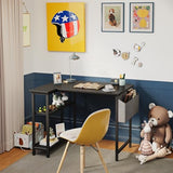 CubiCubi L Shaped Desk, 47 Inch Computer Desk with Reversible Storage Shelves Home Office Corner Desk Study Writing Table, Black CubiCubi