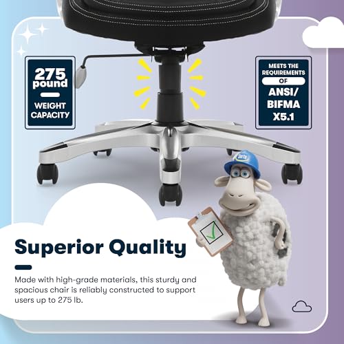 Serta Amplify Executive Office Chair with Faux Leather and Mesh, Adjustable Ergonomic Comfy Seat with Lumbar Support, Modern Computer DeskChairs, Swivel Rolling Wheels, Black Serta