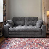 Homkdom Convertible Folding Sofa Bed, 2 in 1 Pull Out Loveseat Sleeper Sofa, Corduroy Futon Couch with Pillows, Tri-Fold Couch for Small Space Living Room Lounge, Space-Saving, Portable, Grey Homkdom