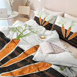 3-Piece Double-Sided Printed Duvet Cover Set Single – Soft Microfiber Bedding with Minimalist Carrot Modern Design with Zipper Closure,Includes 1 Duvet Cover + 2 Pillowcases Multicolor Generic