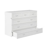 AFI, Northfield Queen Murphy Bed Chest with Mattress, Storage Drawer and Built-in USB Charger, White AFI